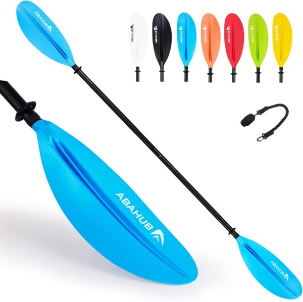 Abahub 1 x Kayak Paddles, 90.5 Inches Kayaking Oars for Boating, Canoeing with Free Paddle Leash, Aluminum Alloy Shaft Black/Blue/Green/Orange/Yellow Plastic Blades