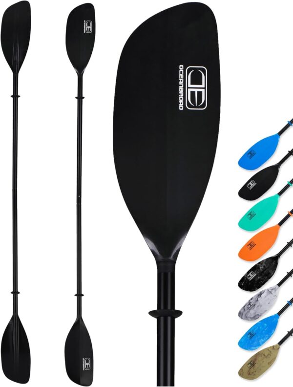 OCEANBROAD Kayak Paddle 86in/218cm, 90.5in/230cm Alloy Shaft 2-Piece Floatable Kayak Oar for Kayaking Canoeing Boating