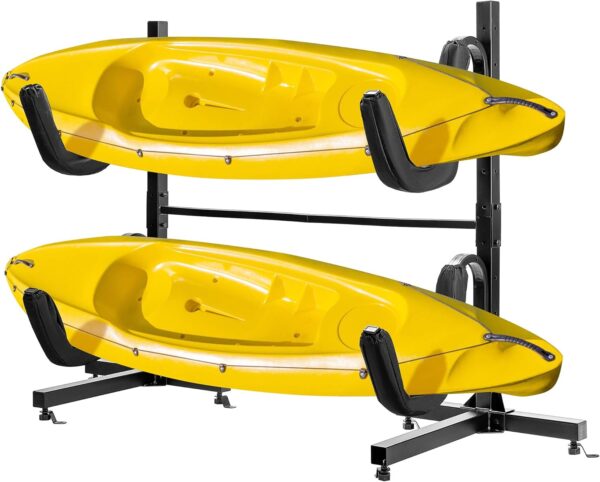 VIVOHOME Kayak Storage Rack, Heavy Duty Freestanding Dual Storage Rack, Height Adjustable Carrier Stand for Kayaks SUP Paddle Boards and Canoes, Maximum Weight 175 LBS