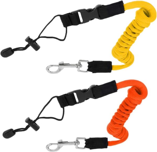 2 Pcs Kayak Paddle Leash, Kayak Leash Fishing Rod Paddle Leash, Stretchable Leash for Kayaking Holding Board Rowing Surfing (Yellow+Orange)